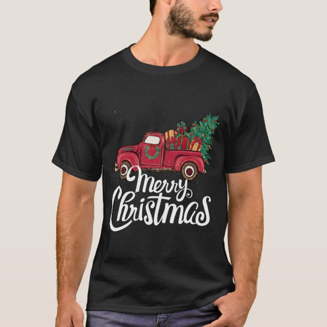 God jul gullig Julgran Lastbil T Shirt (Framsida)