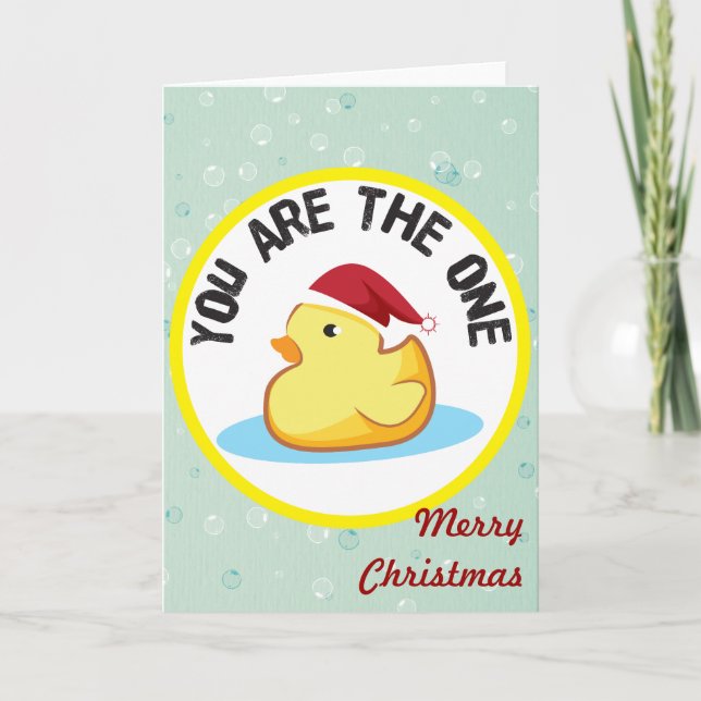 God jul gulnar det rubber duckiehälsningkortet helgkort (Framsida)