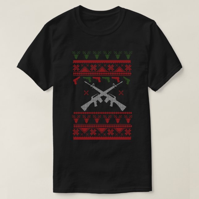 God jul Gun Party Sweater Stil T Shirt (Design framsida)