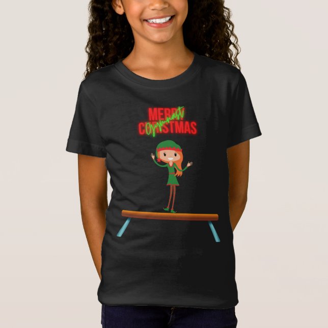 God jul Gymnast Elf T Shirt (Framsida)