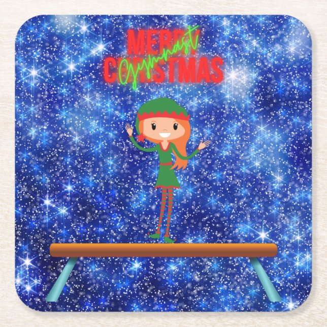 God jul Gymnast Elf Underlägg Papper Kvadrat (Framsidan)