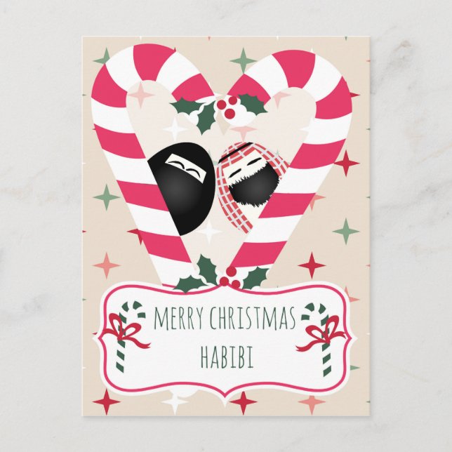 God jul Habibi Candy cane Heart Helg Vykort (Framsida)
