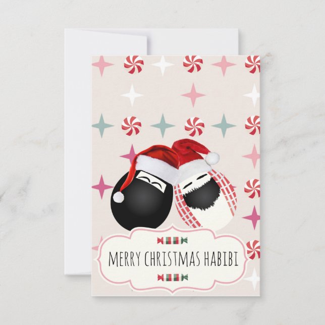 God jul HABIBI, fru Egg Card Inbjudningar (Framsida)