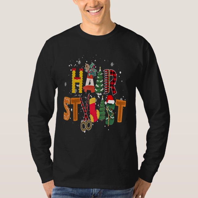 God Jul Hair Stylist T Shirt (Framsida)