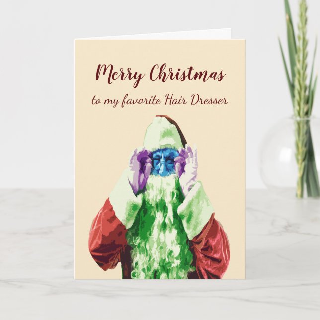 God jul Hairdresser Roligt Santa Nice List Helgkort (Framsida)