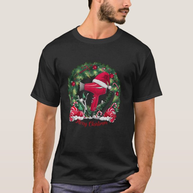 God jul Hairstylist Funny Hairdresser Julafton T Shirt (Framsida)