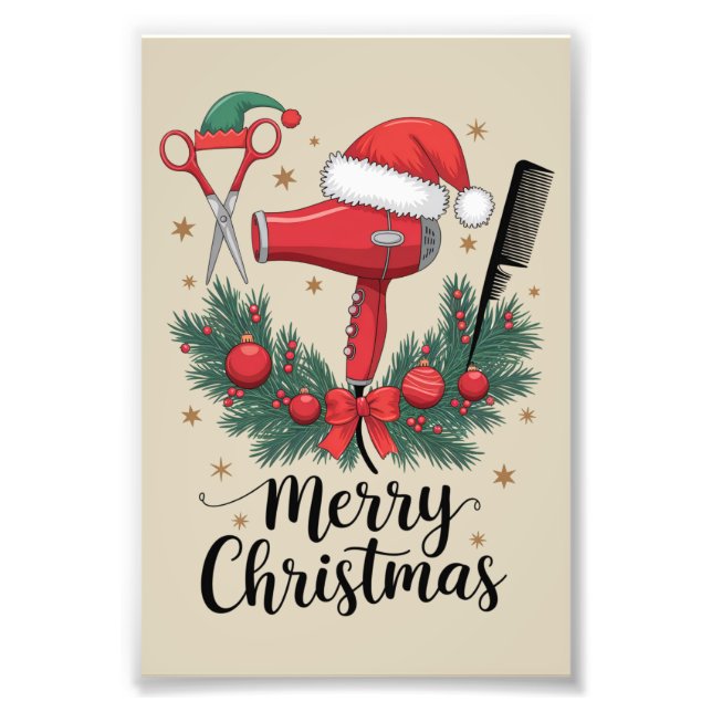 God jul Hairstylist Hairdresser Julafton Hair Fototryck (Framsidan)