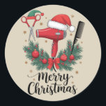 God jul Hairstylist Hairdresser Julafton Hair Runt Klistermärke<br><div class="desc">God jul Hairstylist Hairdresser Julafton Hair Verktyg</div>
