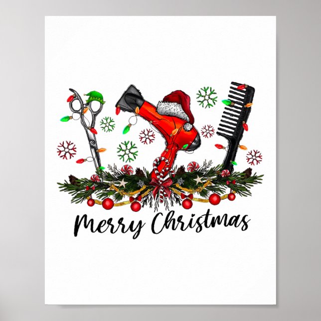 God jul Hairstylist Hairdresser Matching C Poster (Framsidan)