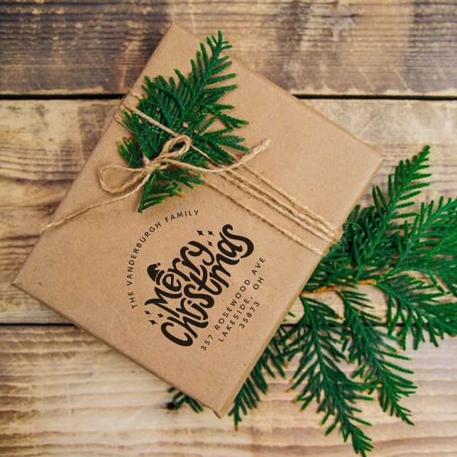 God jul Hälsning Anpassningsbar Returadress Stämpel (Skapare uppladdad)