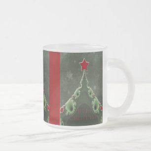 God jul Hälsning - Fractal Träd och Star Frostad Glasmugg