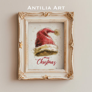 God jul Hälsning målar Jultomten Hat Poster