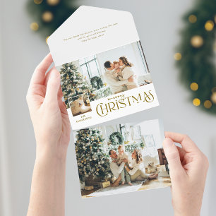 God jul Hälsning med fotoinfogning Guld