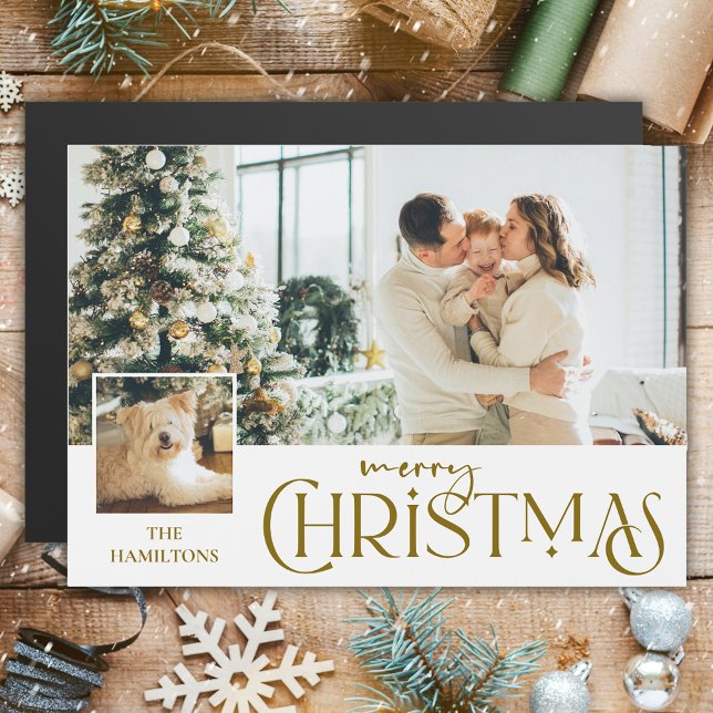 God jul Hälsning med fotoinfogning Guld (Skapare uppladdad)