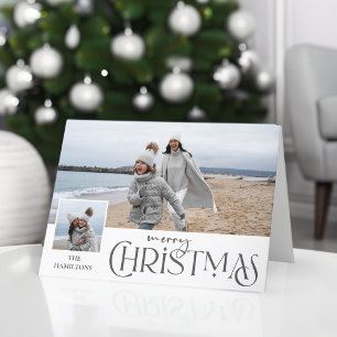 God jul Hälsning med fotoinfogning Silver Helgkort