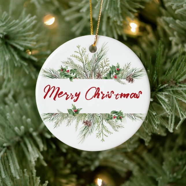 God jul-Hälsning med framskjuten vinter Julgransprydnad Keramik (Träd)