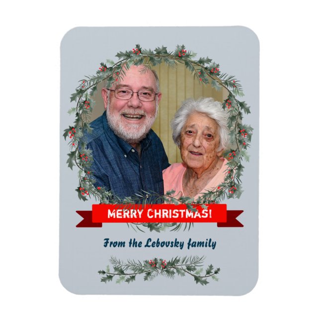 God jul hälsning mistletoe och gräs-krans magnet (Vertikal)