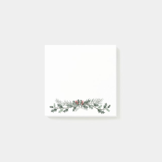 God jul hälsning mistletoe och krans av gräs post-it block (Framsida)