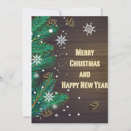 God jul hälsning på en träbakgrund julkort