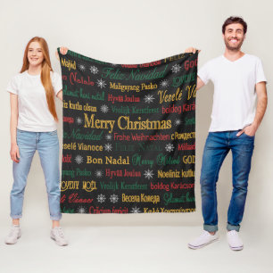 God jul Hälsning på ett annat språk Fleecefilt