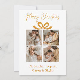 God jul Hälsning Photo Collage Guld Julkort