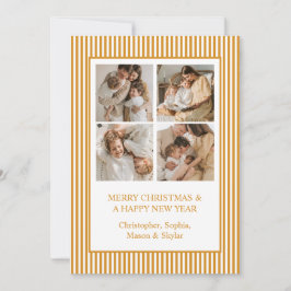 God jul Hälsning Photo Collage Guld Julkort