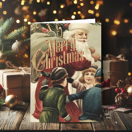 God jul Hälsning Retro Santa Julafton kort