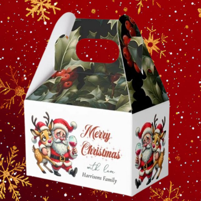 God jul Hälsning Santa Santa Presentaskar (Spread joy this holiday season with Brett Designs' Merry Christmas Greetings Santa Favor Boxes. )