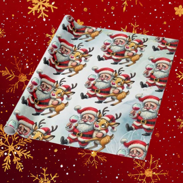 God jul Hälsning Santa Santa Presentpapper (Spread joy this holiday season with Brett Designs' Merry Christmas Greetings Santa Wrapping Paper.)