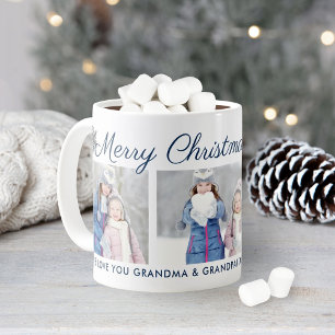 God Jul Hälsningar Navy Snöflinga Foto Kaffemugg