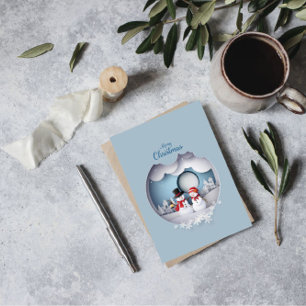 God jul hälsningskort Roligt Snögubbe Snowball Julkort