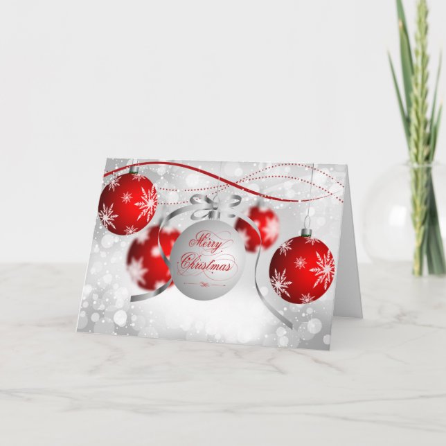 God jul-hälsningskort - Rött och vitt Helgkort (Framsida)
