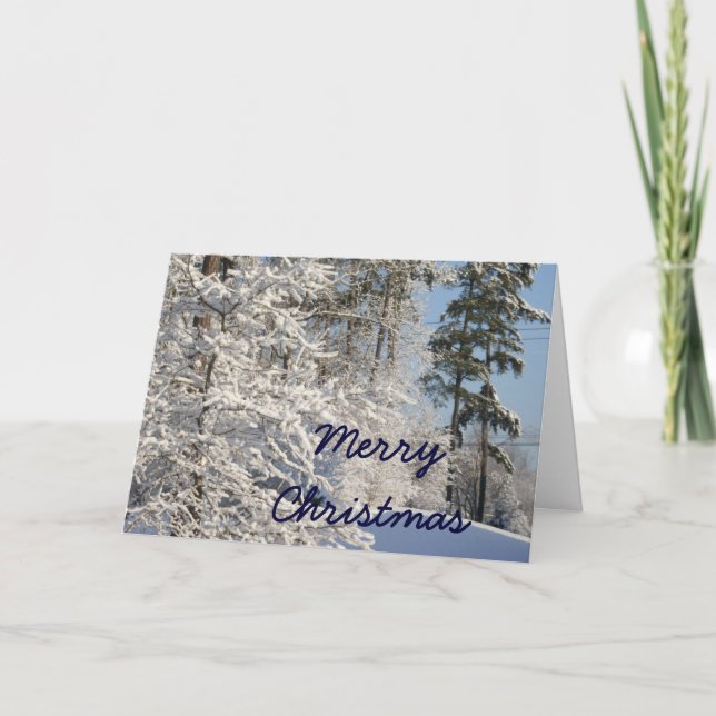 God jul hälsningskort - Snö-scen Helgkort (Framsida)