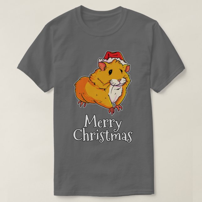 God jul Hamster Santas Hat Hamster T Shirt (Design framsida)