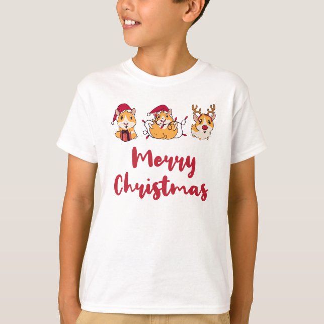 God jul Hamsters spelar grafik T Shirt (Framsida)