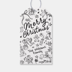 God jul Hand Draw Presentetikett