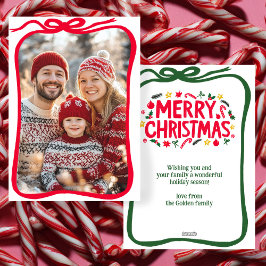 God jul Hand-Drawn Bow ANPASSNINGSBAR PHOTO Julkort