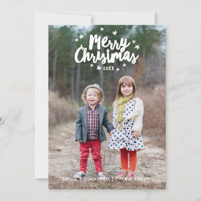 God jul Hand Lettered Photo Flat Card Julkort (Framsida)