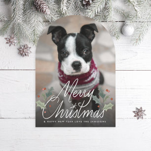 God jul Hand Lettering efter fotokort för Helgdag Inbjudningar