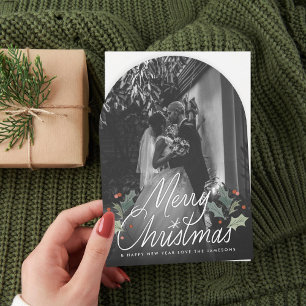 God jul Hand Lettering efter fotokort för Helgdag Inbjudningar