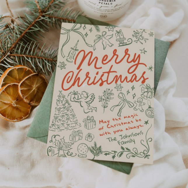 God jul Hand plockade julkort (Skapare uppladdad)