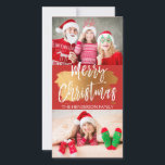 God jul Hand, skript 2-fotokort Julkort<br><div class="desc">God jul Hand skrev två fotokort med guldfärgad pensellinje. De två fotona och texten i det här handskrivna penselskriptet kan uppdateras och anpassas med ditt foto och din familj namn.</div>
