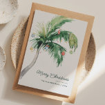God jul Handflatan Träd Tropiska Kusten Julkort<br><div class="desc">Ett platta hälsningskort i snyggt med modernt och handskrivet manustypografi med dekorerat Handflatan Träd. Anpassa det här kortet enkelt genom att klicka på knappen "Anpassa".</div>