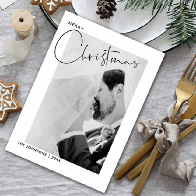 God jul Handleterat foto Första jul Julkort (Sharing our happiest moment with the world—newly married and filled with joy this holiday season!)