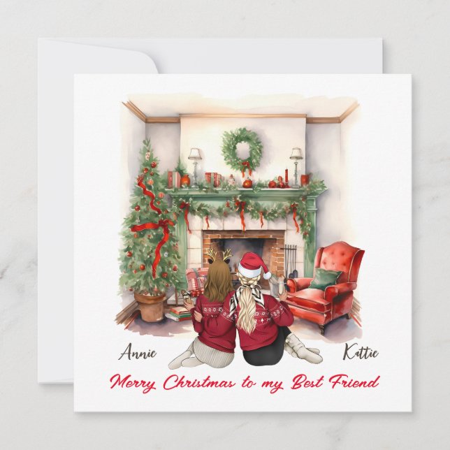 God jul Handmade Bestie-julkort Inbjudningar (Framsida)