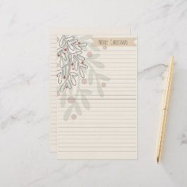 God jul handritad blomsterkrans mistel brevpapper