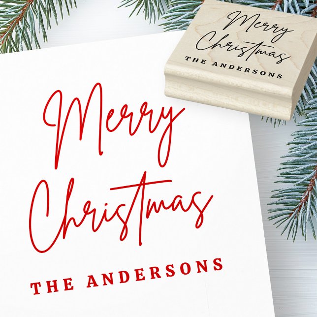 God jul handskript namn stämpel (Merry Christmas handwritten script name Rubber Stamp)