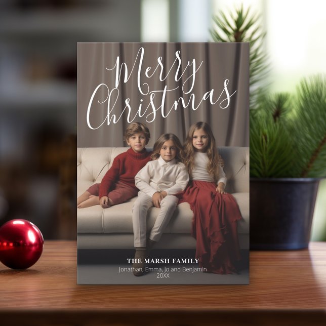 God jul handskriven med Fullt Photo MCM Julkort (Modern Christmas Card with Photos)