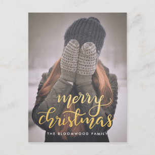 God jul handskrivet Faux Guld-skript - foto Helg Vykort