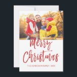 God jul Handskrivet fotokort för skript Julkort<br><div class="desc">God jul Hand har skrivit ut skriptfotokort. Bilden och texten i det här handskrivna penselskriptet kan uppdateras och anpassas med ditt foto och din familj namn. Detta kort visningar även familjen namn och ett guld-folie på baksidan av julkortet.</div>